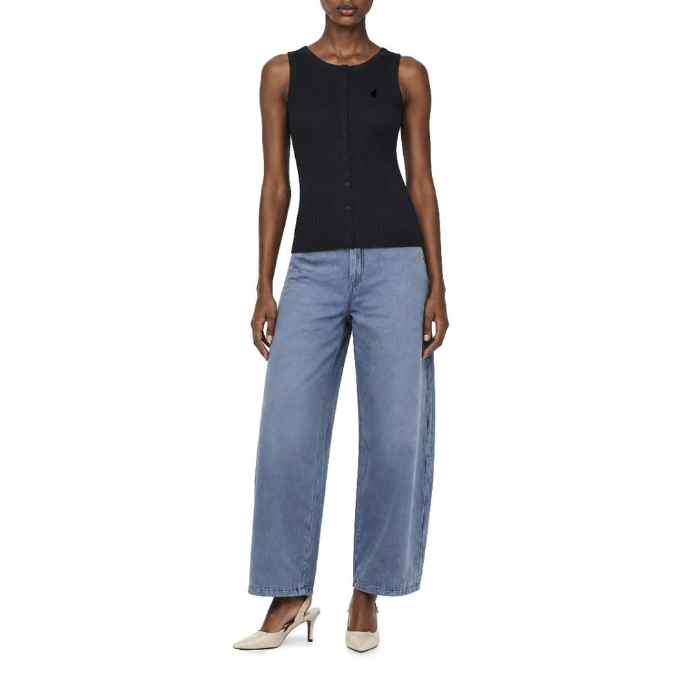 Polo Womens Hazel Slevevless Button Tank Top In Navy