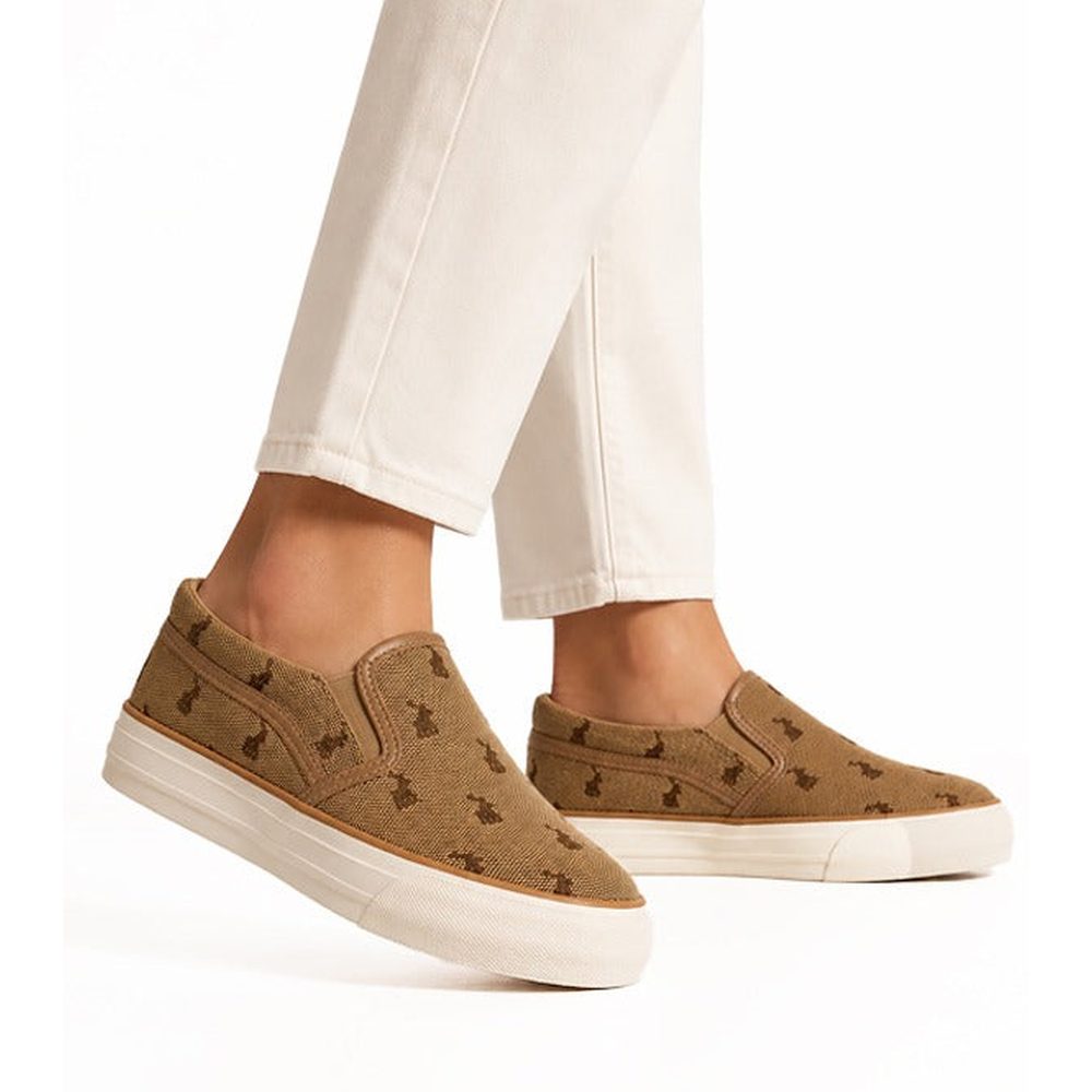 Polo Womens Jacquard Platform Slip-On Shoes In Stone