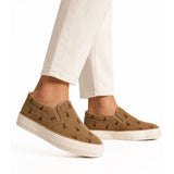 Polo Womens Jacquard Platform Slip-On Shoes In Stone