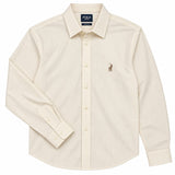 Polo Mens Long Sleeve Yarndye Stripe Shirt In Stone