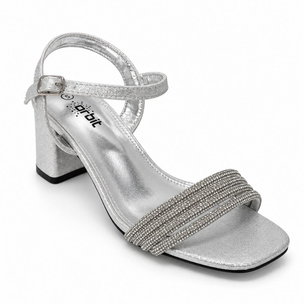 Orbit Ladies Block Heels In Silver