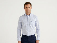 Harmont & Blaire Single Fabric Stripped Shirt In Blue