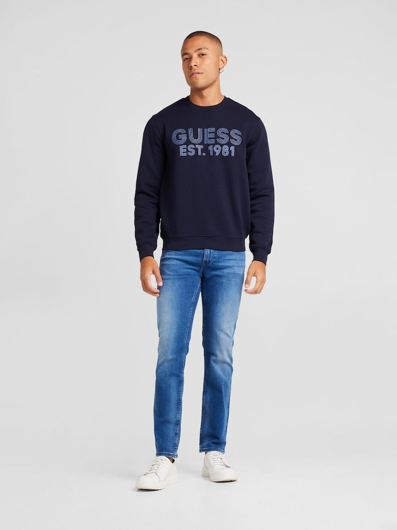 Guess Mens Beau Cn Sweatshirt In Navy
