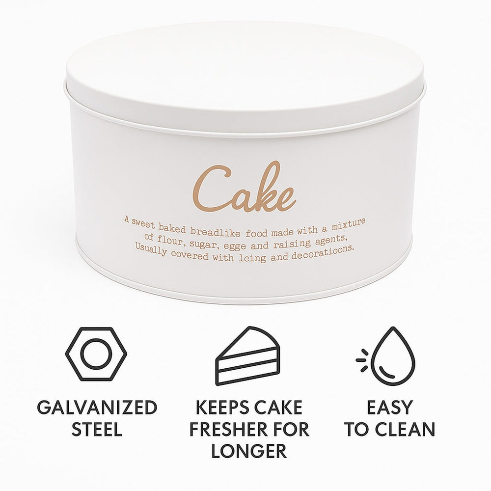 Regent Kitchen Cake Tin In White & Gold