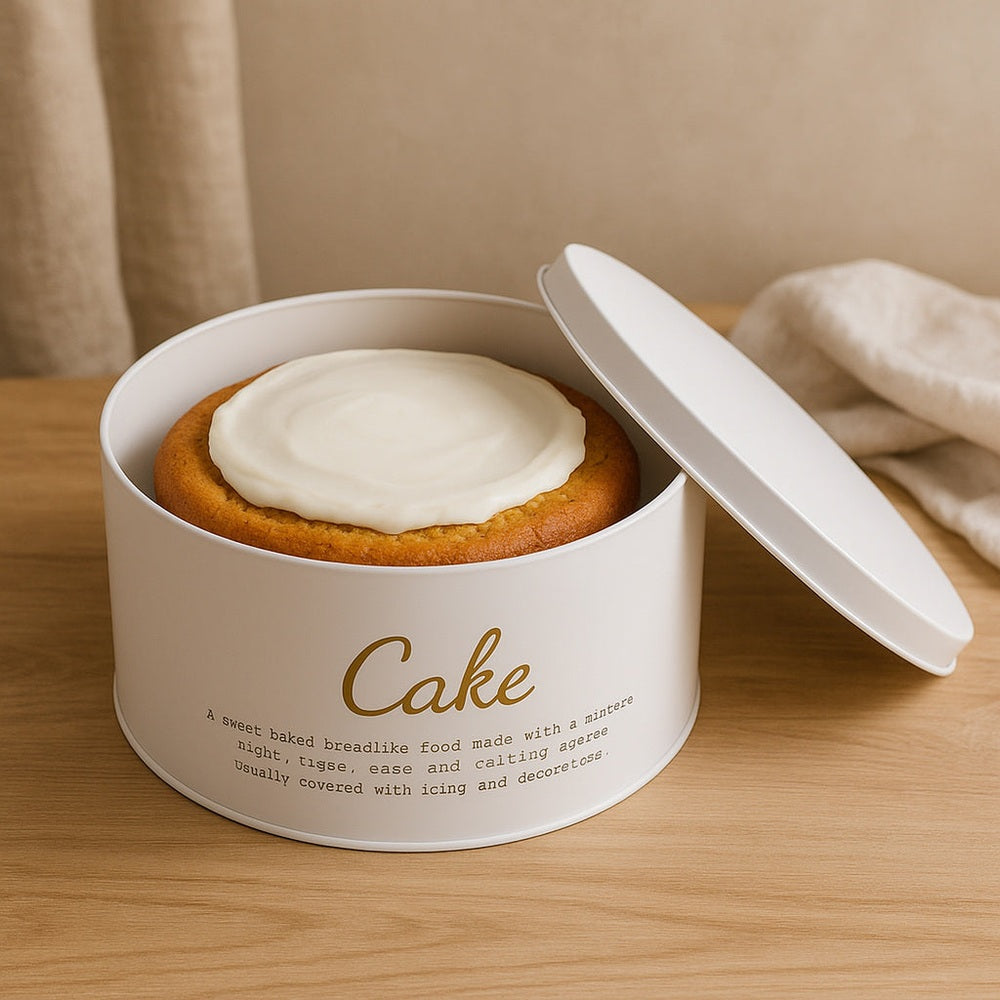 Regent Kitchen Cake Tin In White & Gold