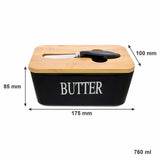 Regent Ceramic Butter Dish With Bamboo Lid In Black