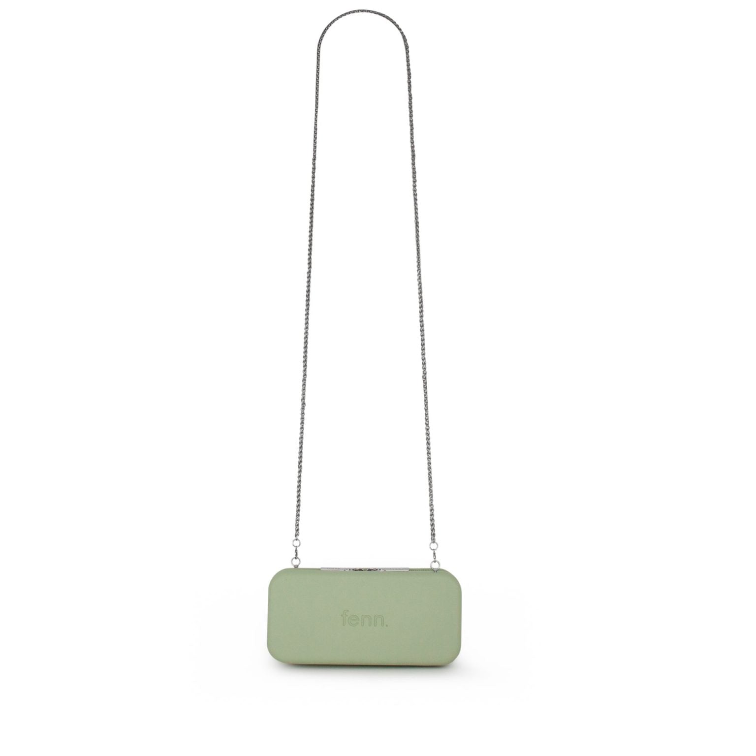 Fenn Silver Zip Chain Purse In Pastel Green