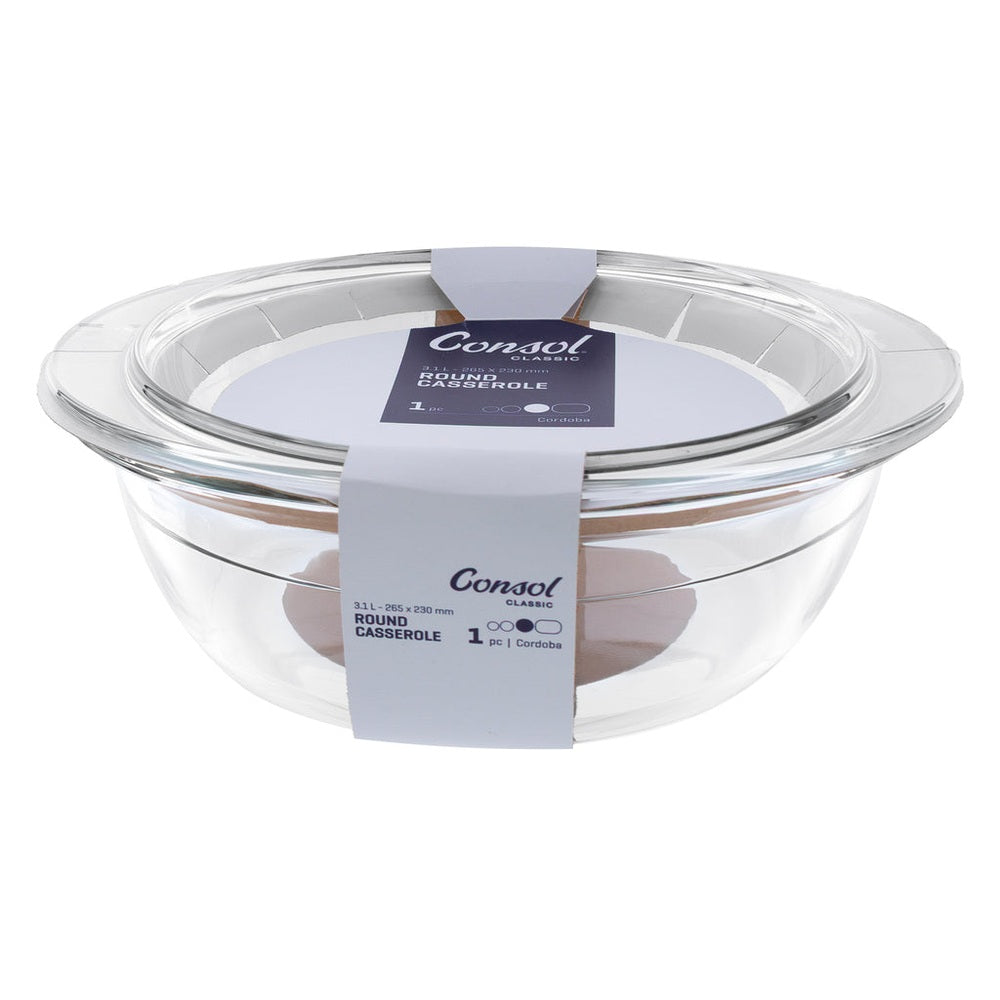 Consol Cordoba Round Glass Casserole with Lid
