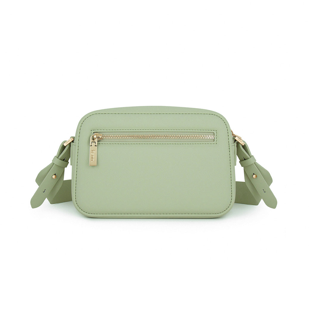 Fenn Gold Zip Crossbody Bag In Pastel Green