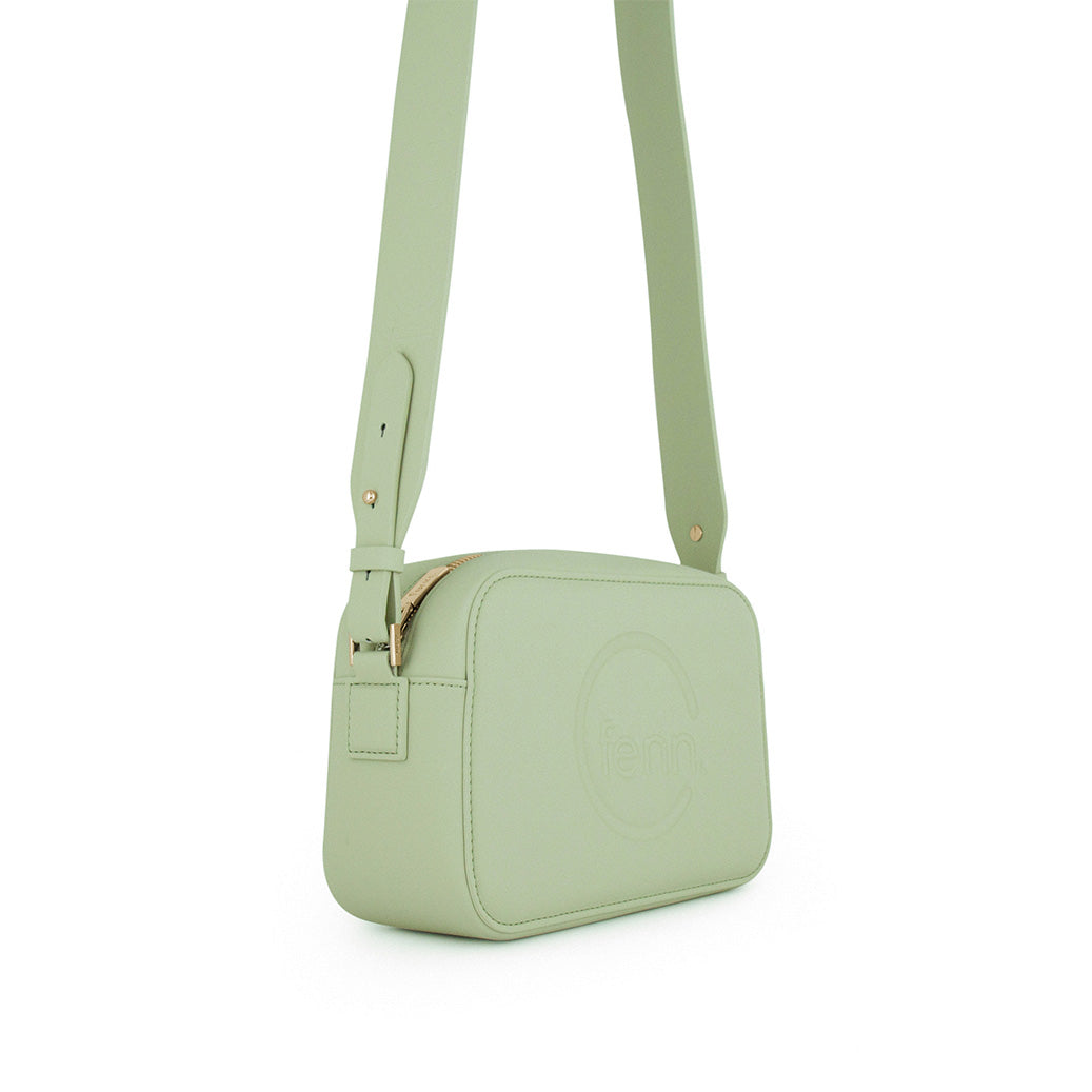 Fenn Gold Zip Crossbody Bag In Pastel Green
