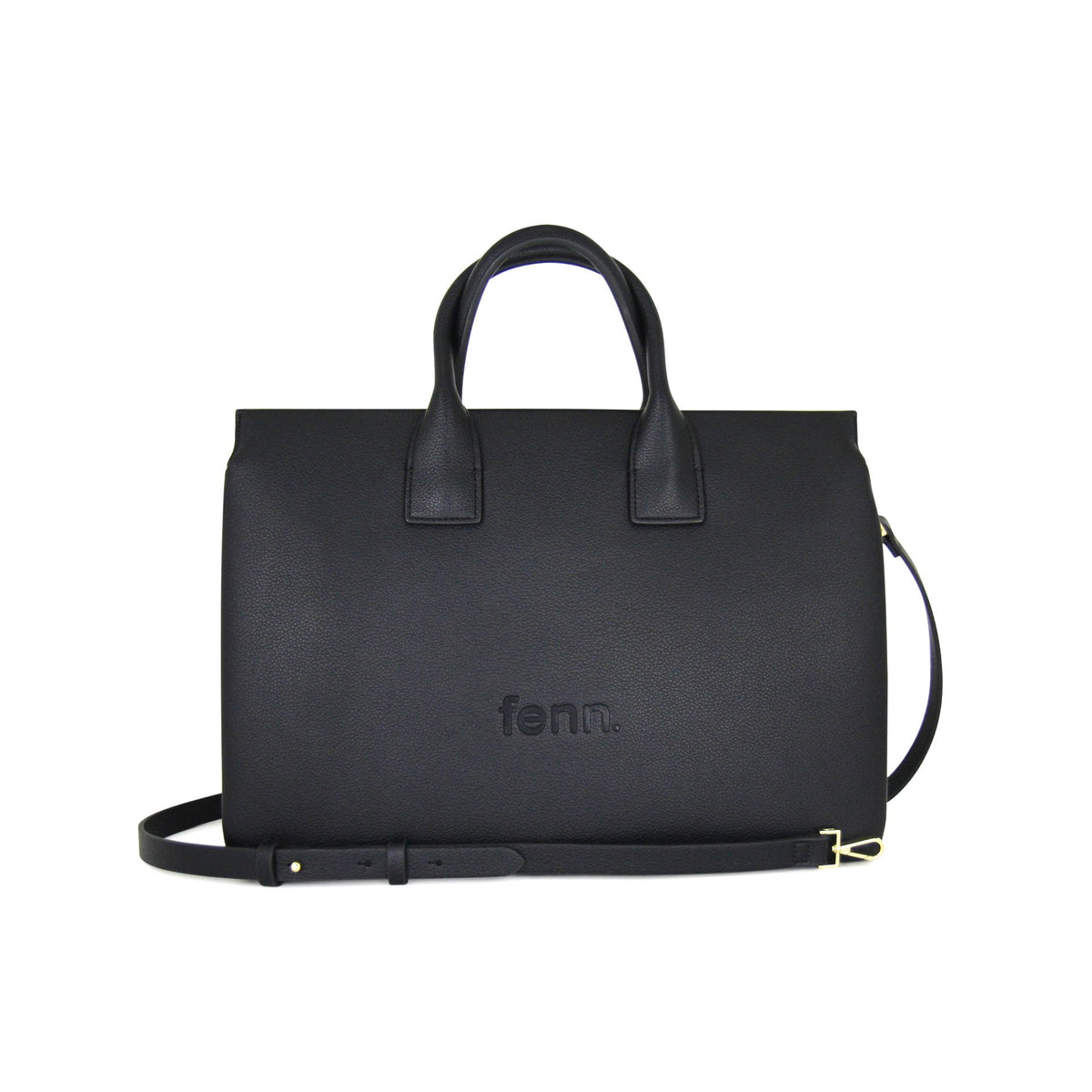 Fenn Gold Zip Laptop Bag In Black