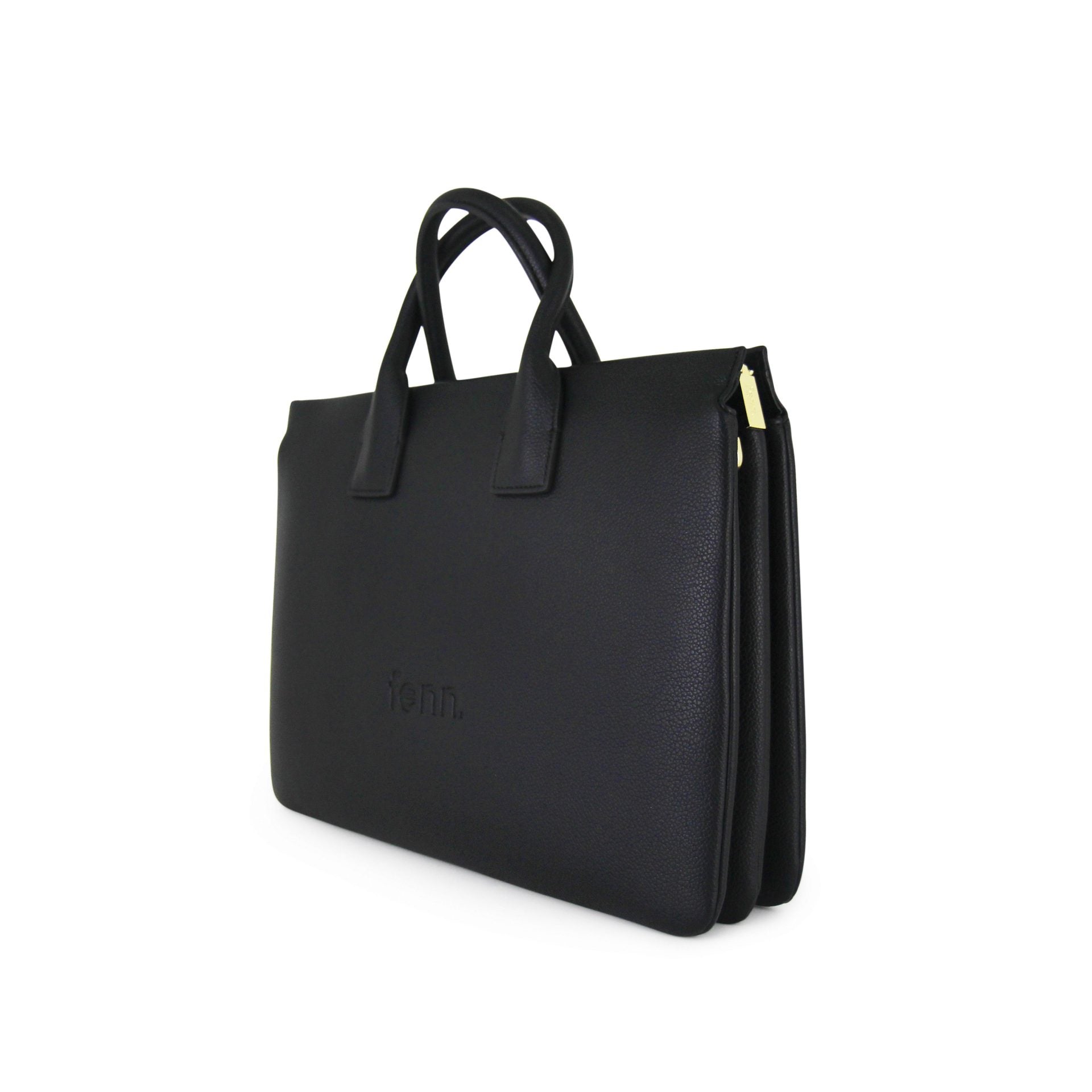 Fenn Gold Zip Laptop Bag In Black