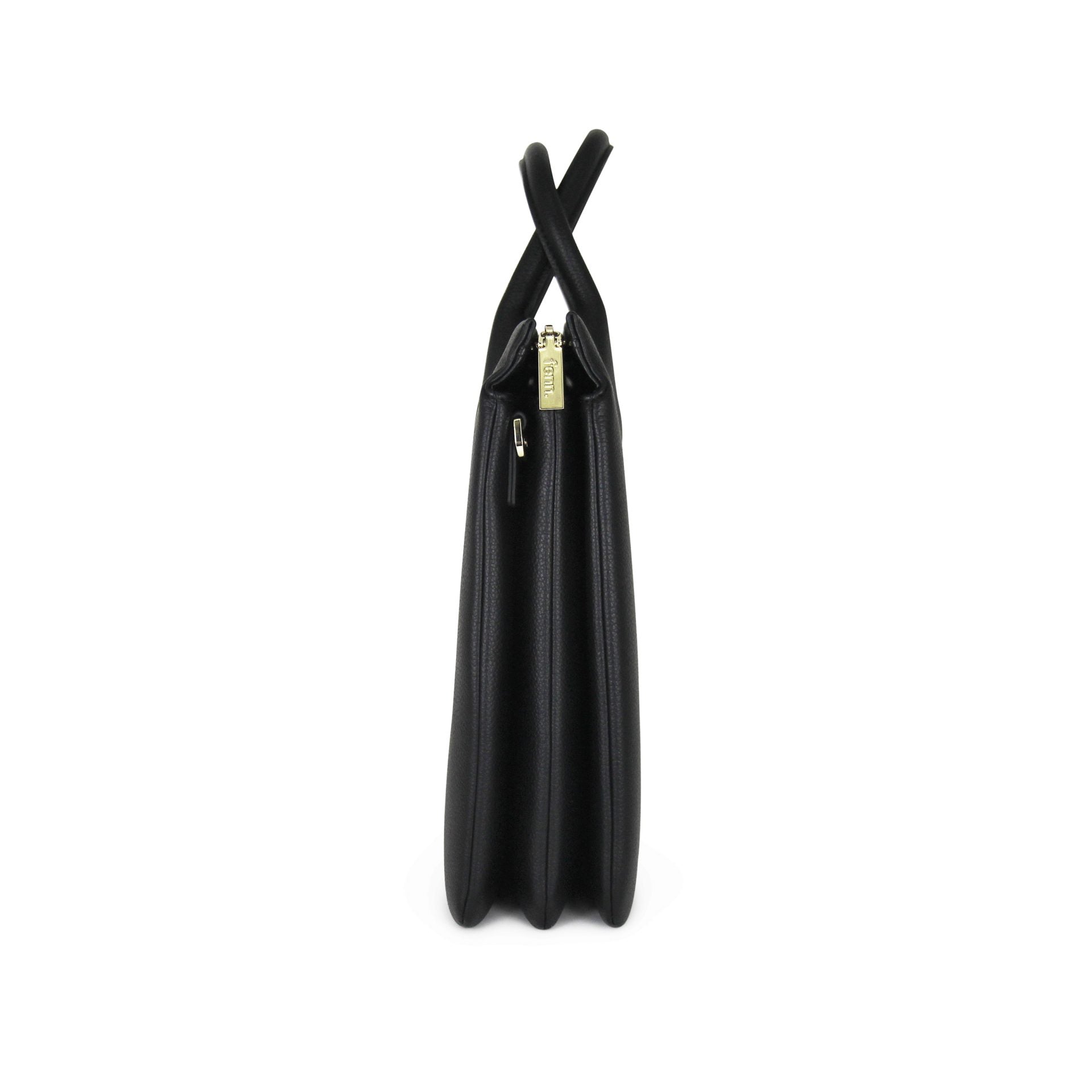 Fenn Gold Zip Laptop Bag In Black
