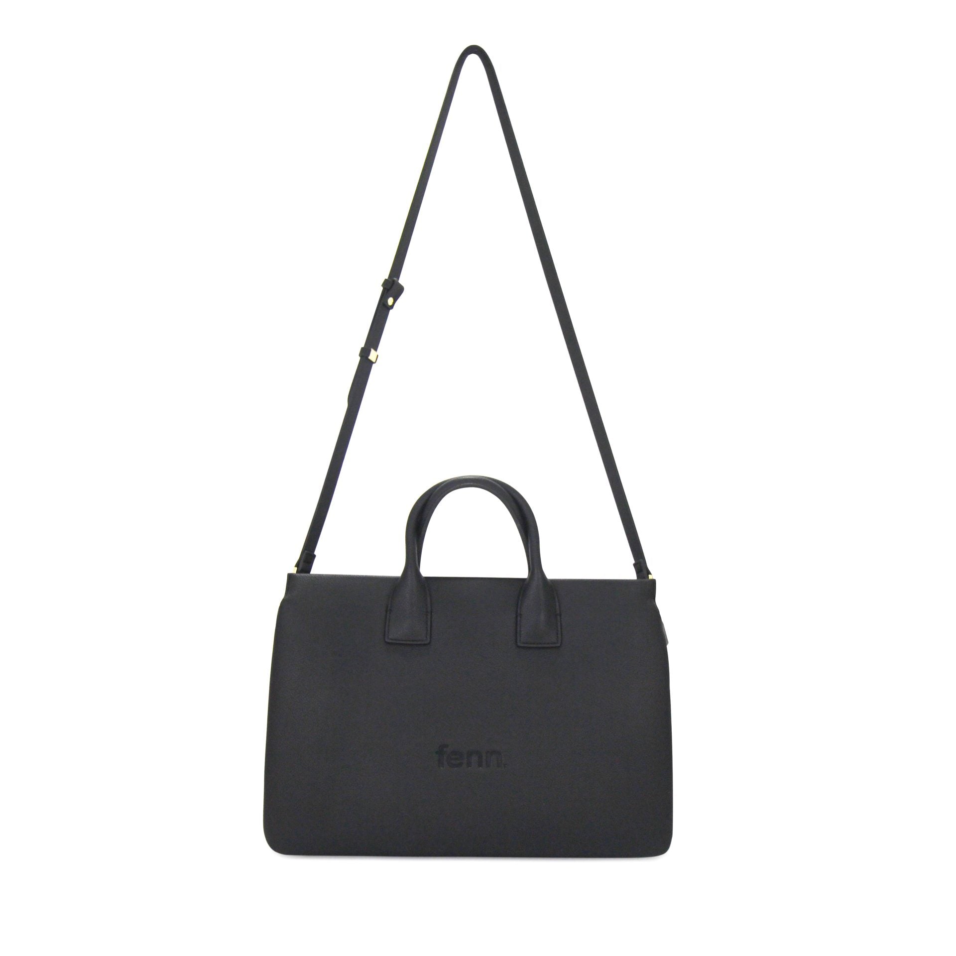 Fenn Gold Zip Laptop Bag In Black