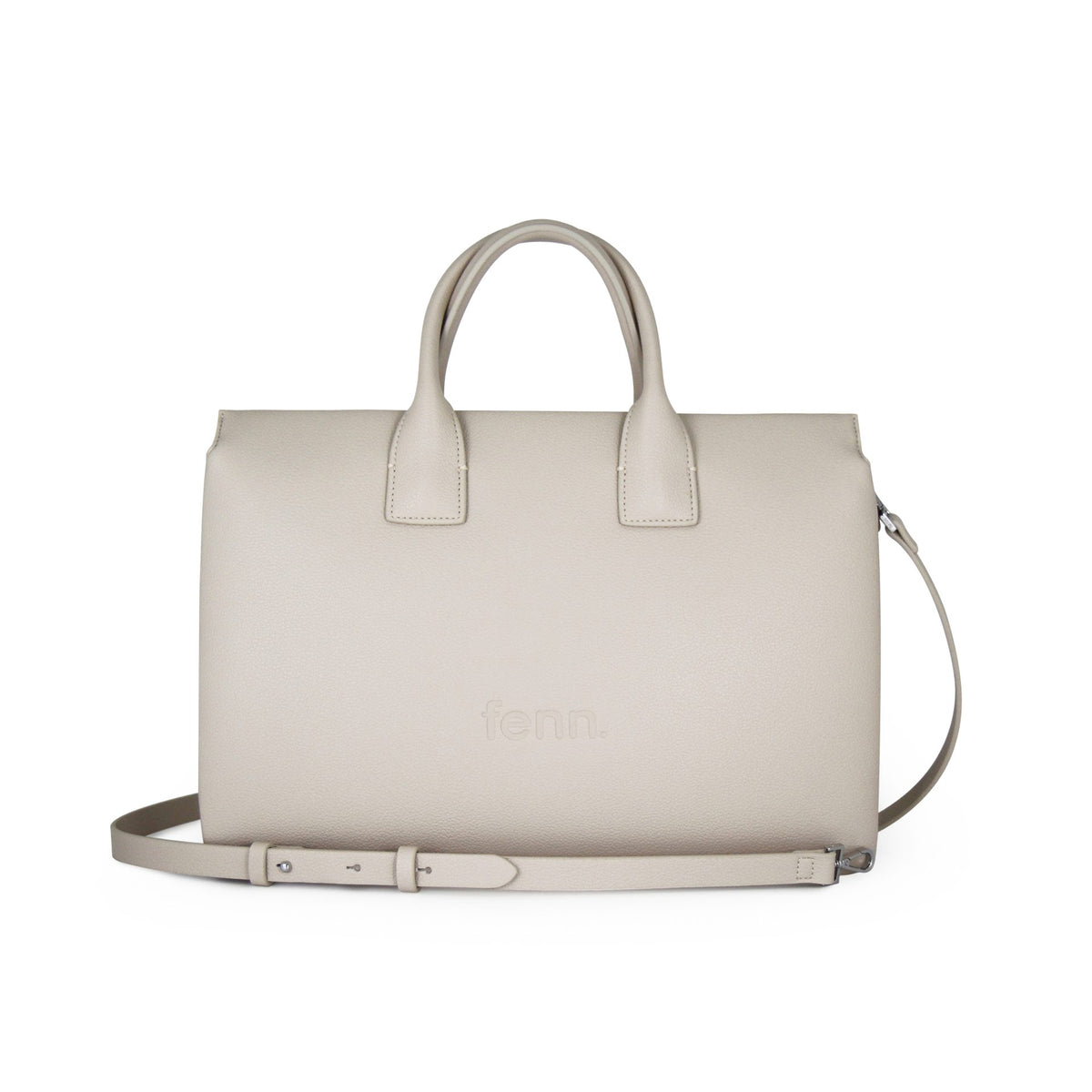 Fenn Silver Zip Laptop Bag In Oatmeal