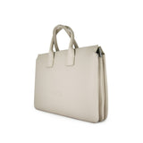 Fenn Silver Zip Laptop Bag In Oatmeal