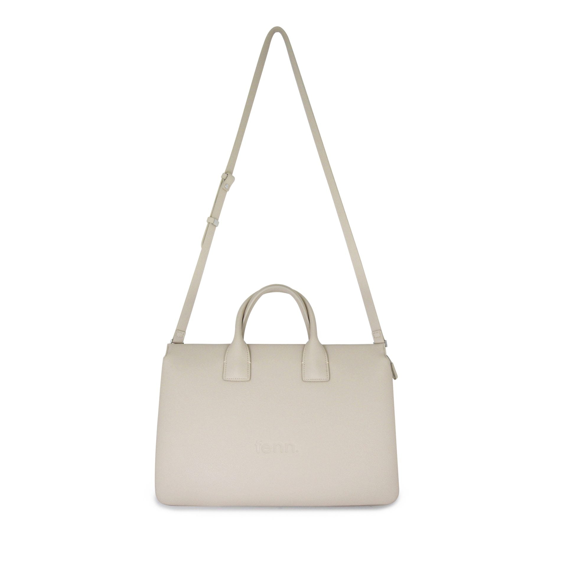 Fenn Silver Zip Laptop Bag In Oatmeal