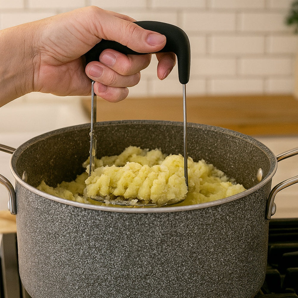 Regent Steel Kitchen Potato Masher In Black