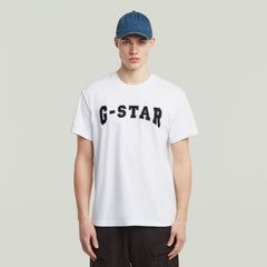 G-Star Men's White Felt Logo T-Shirt