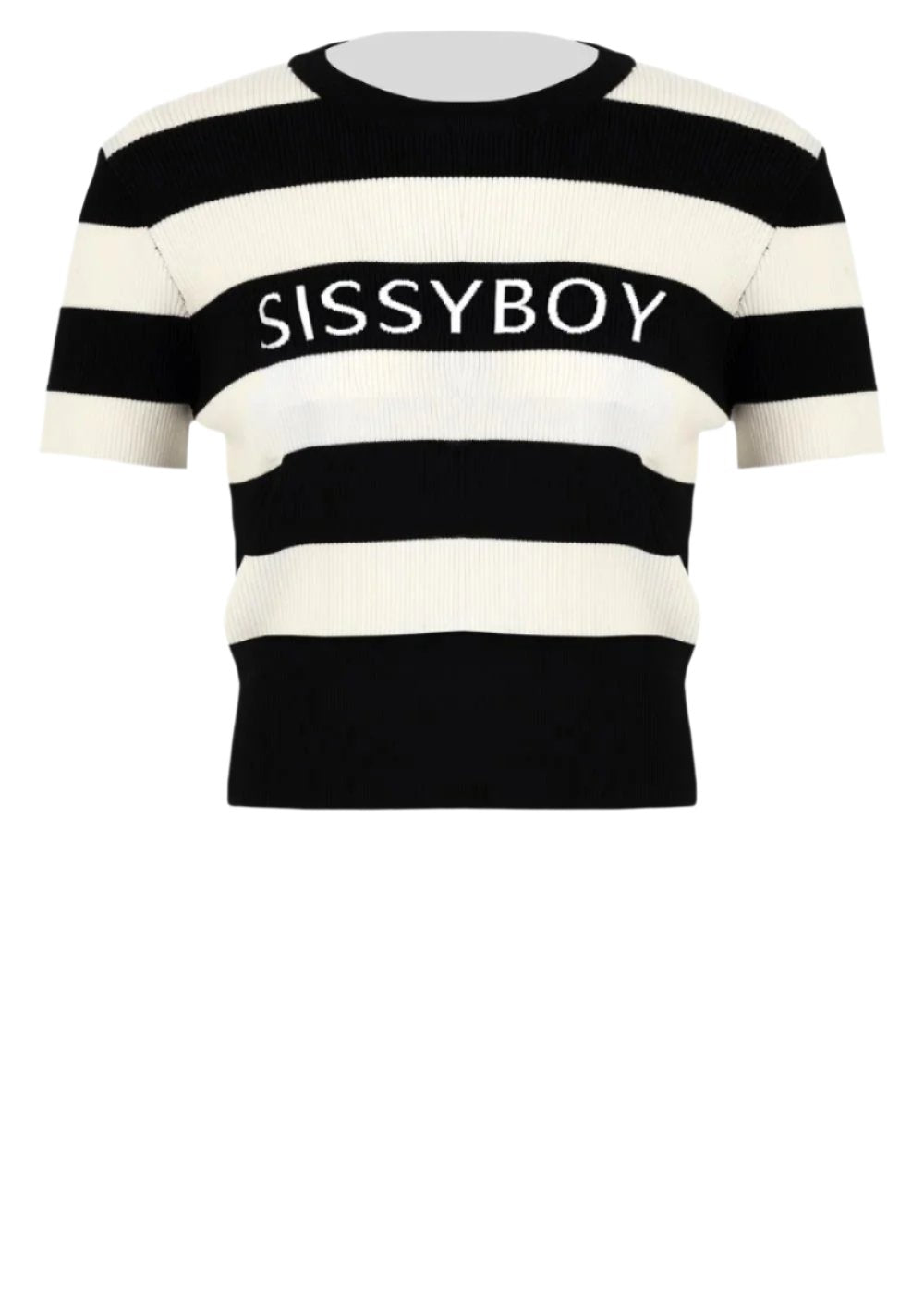 Sissyboy Ts31417 Ladies Blank Space Knit Logo Top Black/White