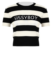 Sissyboy Ts31417 Ladies Blank Space Knit Logo Top Black/White