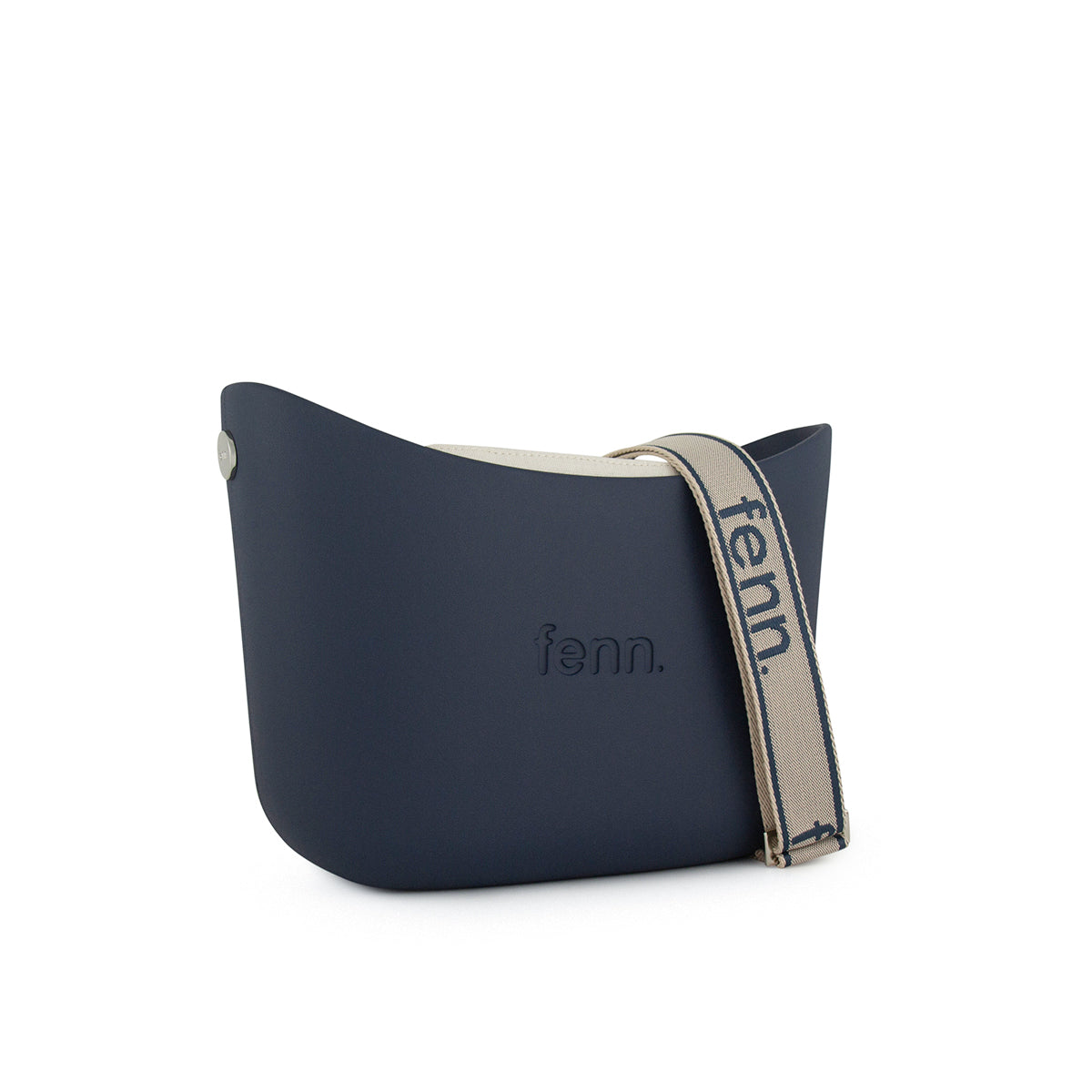 Fenn Silver Zip Tote Bag In Navy On Bone