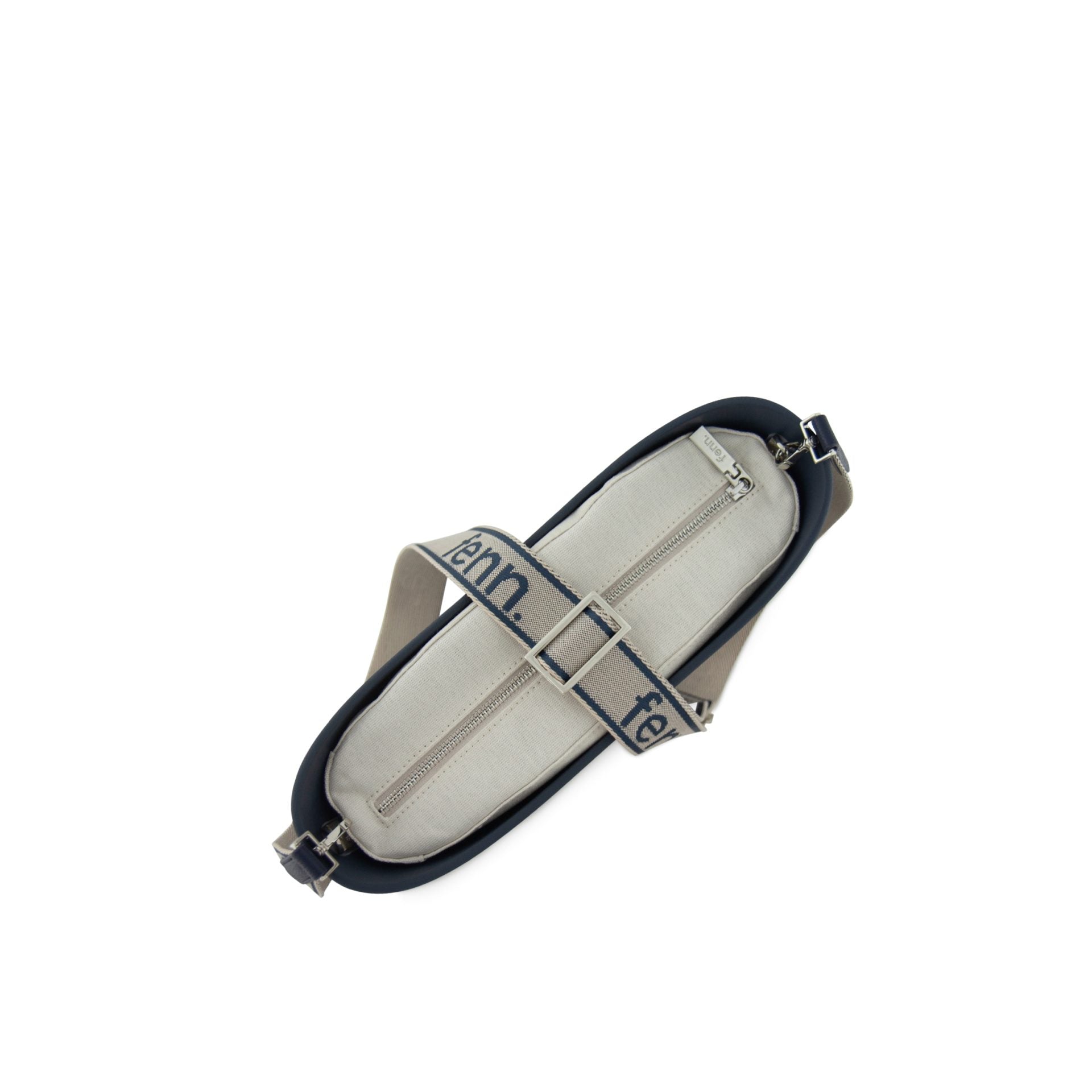 Fenn Silver Zip Tote Bag In Navy On Bone