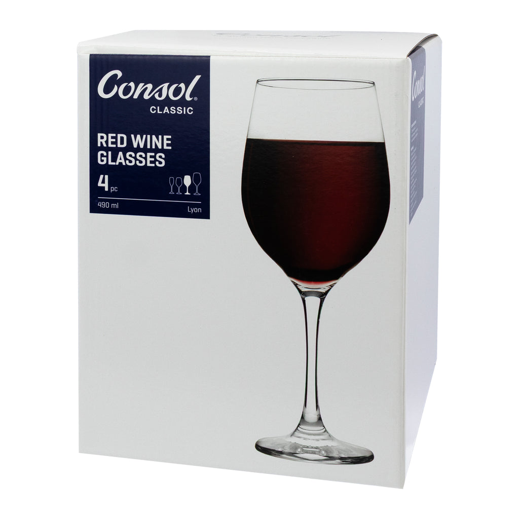 Consol Lyon Stem 4 Pack Red Wine Glasses