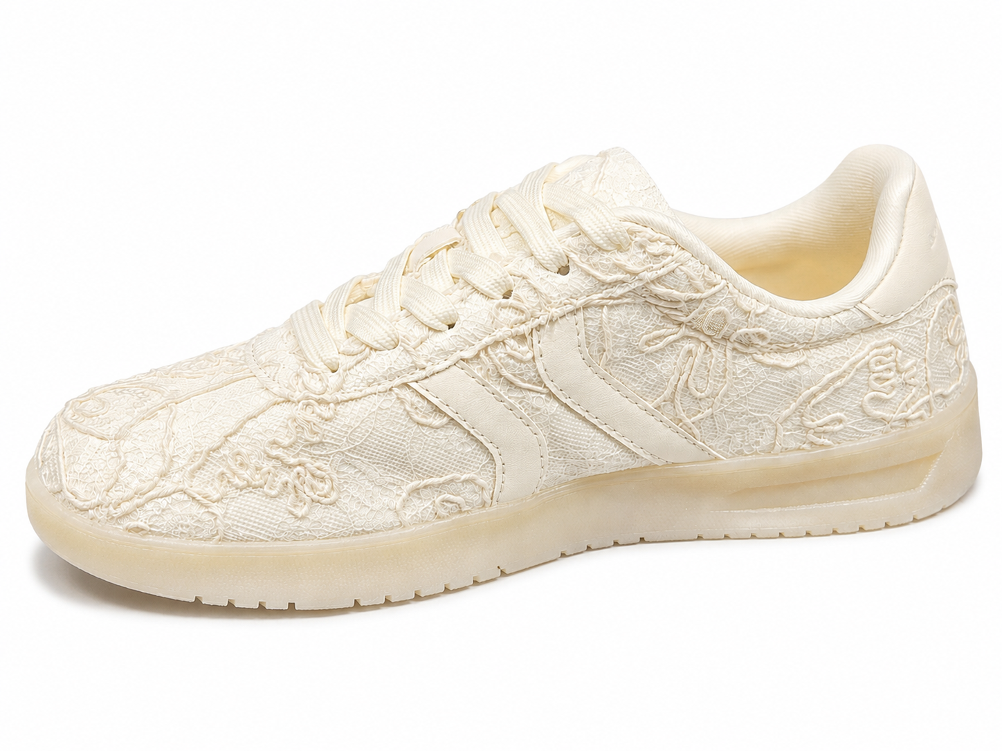 Sissy Boy Womens Preston Sneakers All Over Lace In Off White