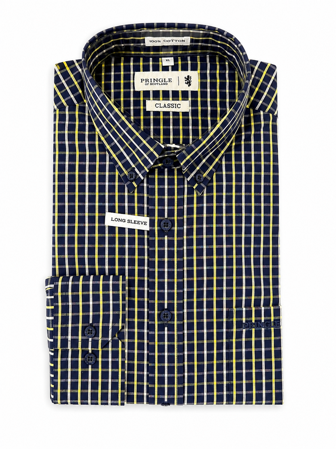 Pringle Mens Knox Long Sleeve Classic Shirt Navy