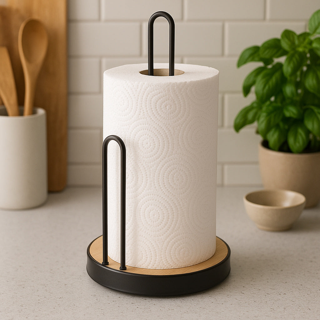 Regent Roller Towl Wooden Holder with Black Wire