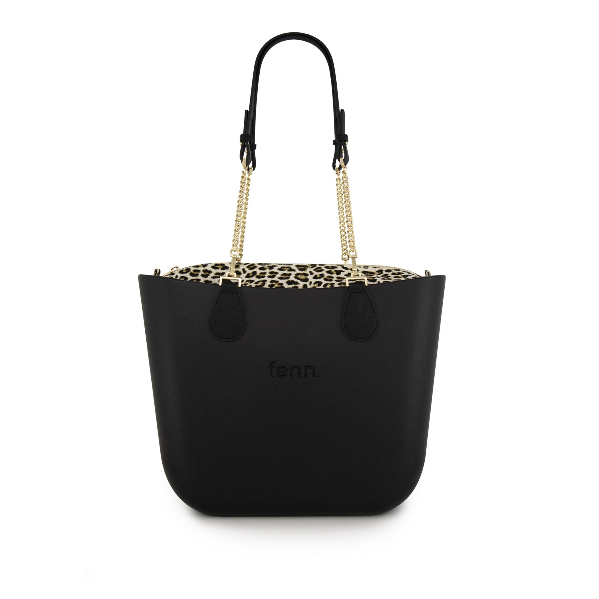 Fenn Gold Zip Chain Tote Bag In Black