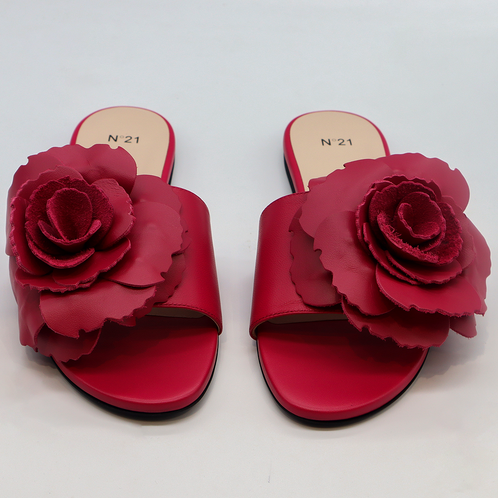 Nº21 Floral-Appliqué Flat Sandals 23Ecpxnv15063 Pink