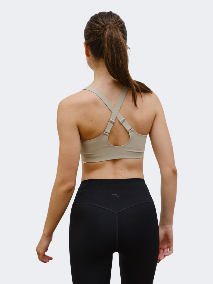Anta Womens Pro Sports Bra In Beige