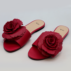 Nº21 Floral-Appliqué Flat Sandals 23Ecpxnv15063 Pink