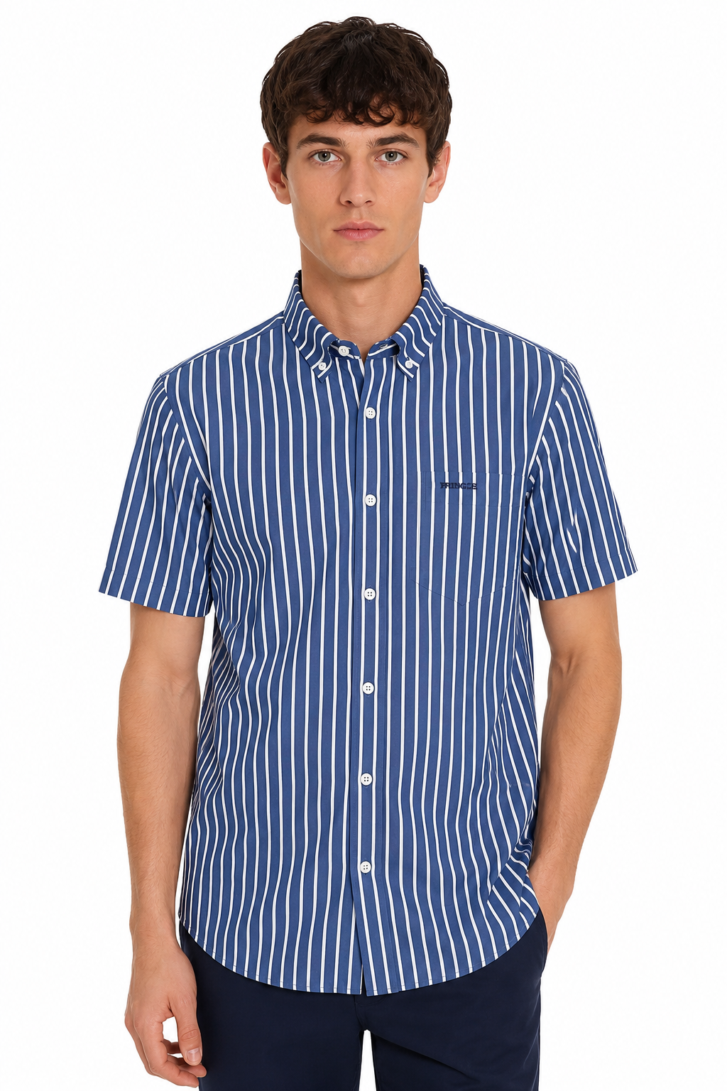Pringle Mens Frank Short Sleeve Classic Shirt In Blue And White