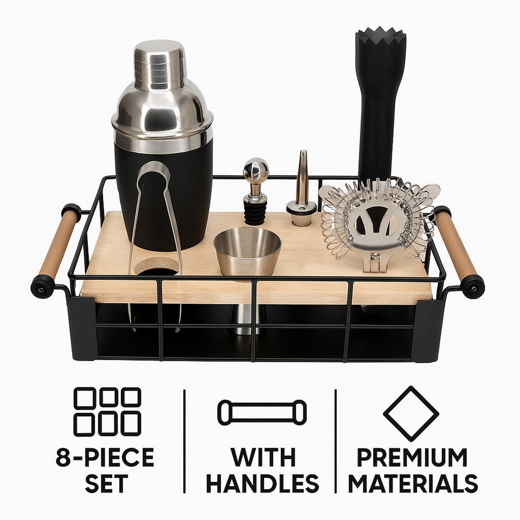 Bar Butler 8 Piece Cockatail Bar Set In Black