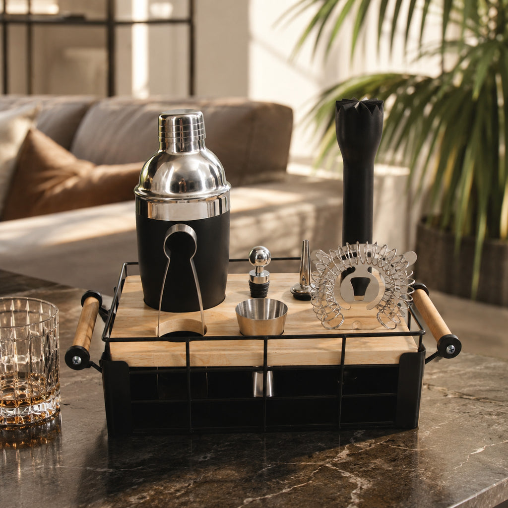 Bar Butler 8 Piece Cockatail Bar Set In Black