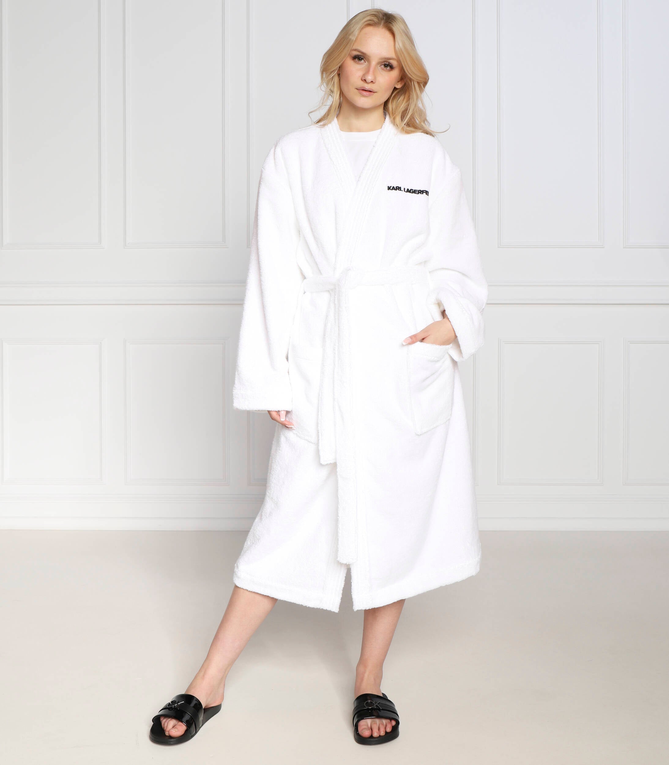 Karl Lagerfeld Womens Ikonik 2.0 Bathrobe In White