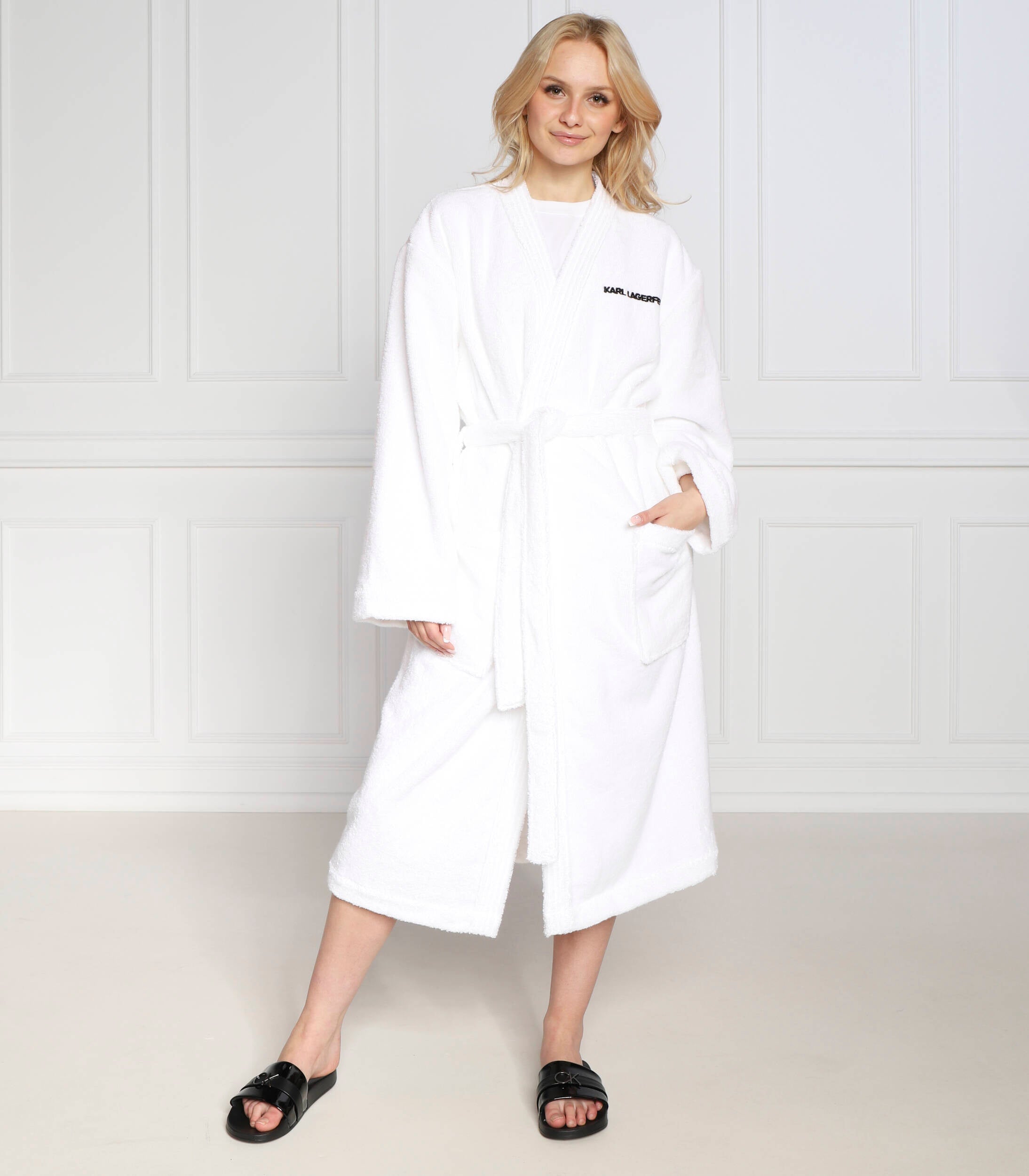 Karl Lagerfeld Womens Ikonik 2.0 Bathrobe In White