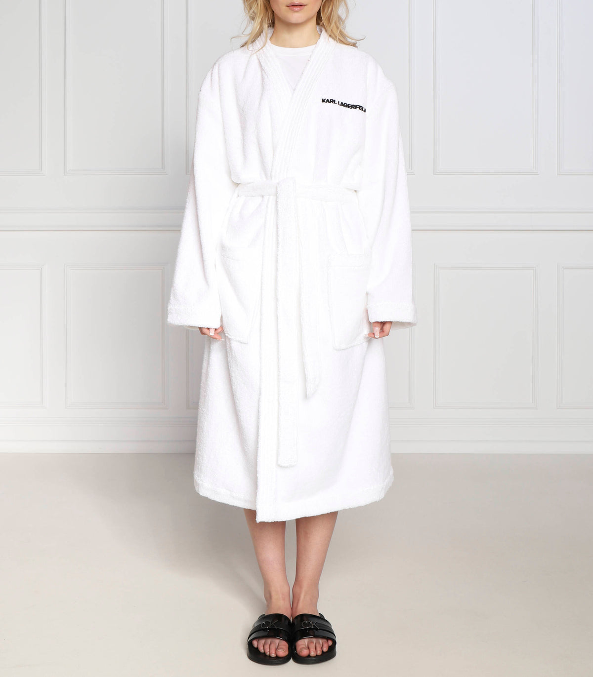 Karl Lagerfeld Womens Ikonik 2.0 Bathrobe In White