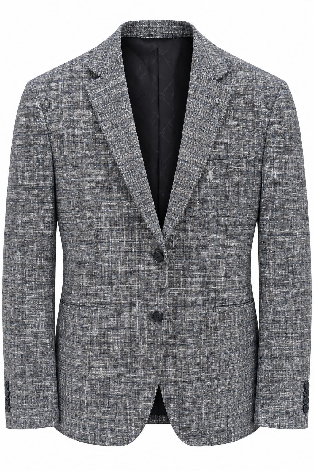 Polo Mens Custom Fit Check Blazer In Charcoal