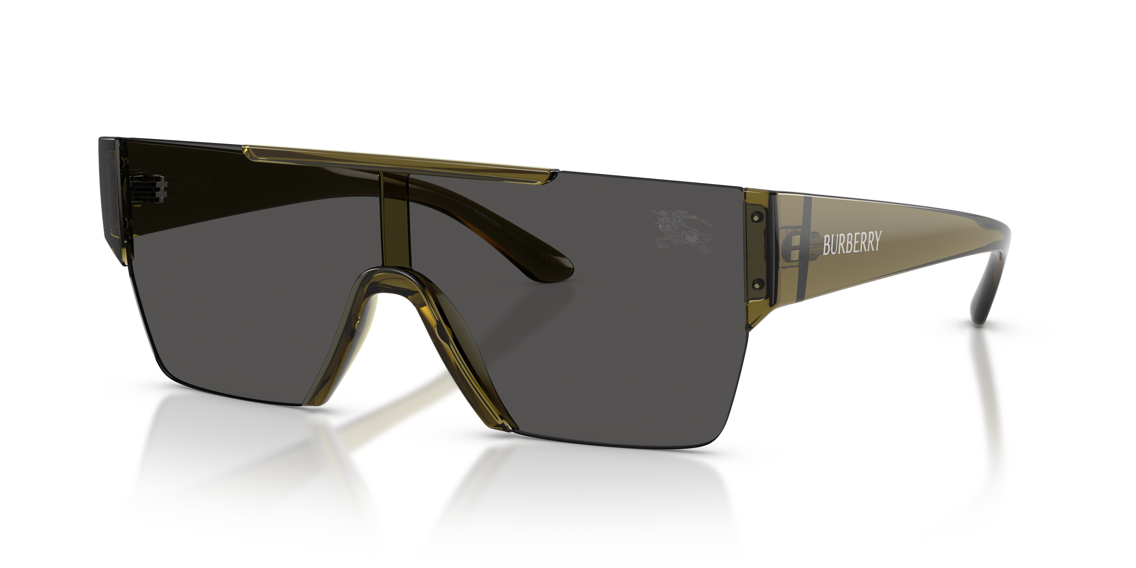 Burberry Unisex Shield Oversized Sunglasses In Transparent Brown