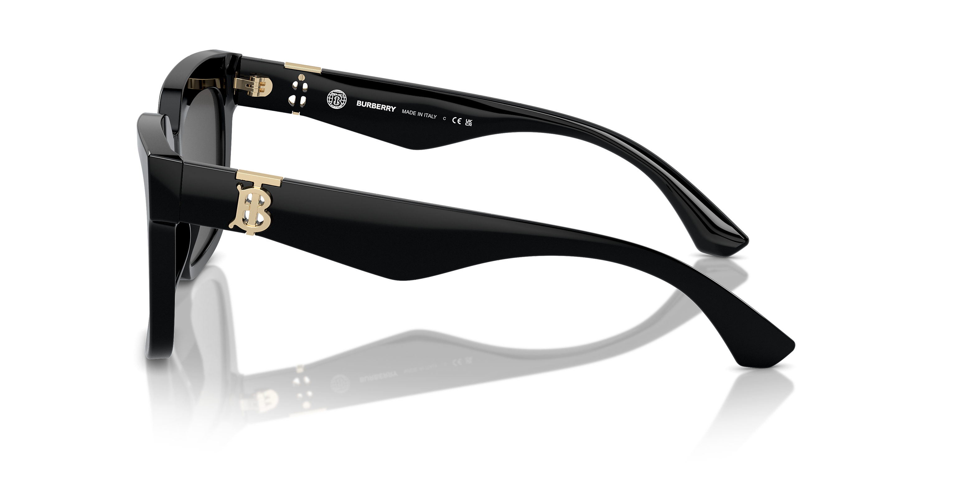 Burberry Square Frame Sunglasess In Black & Gold