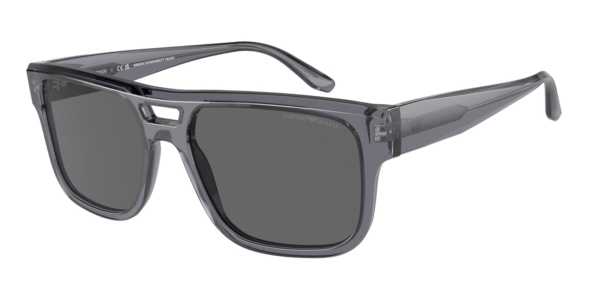 Emporio Armani Mens Square Sunglasses In Transparent Gray