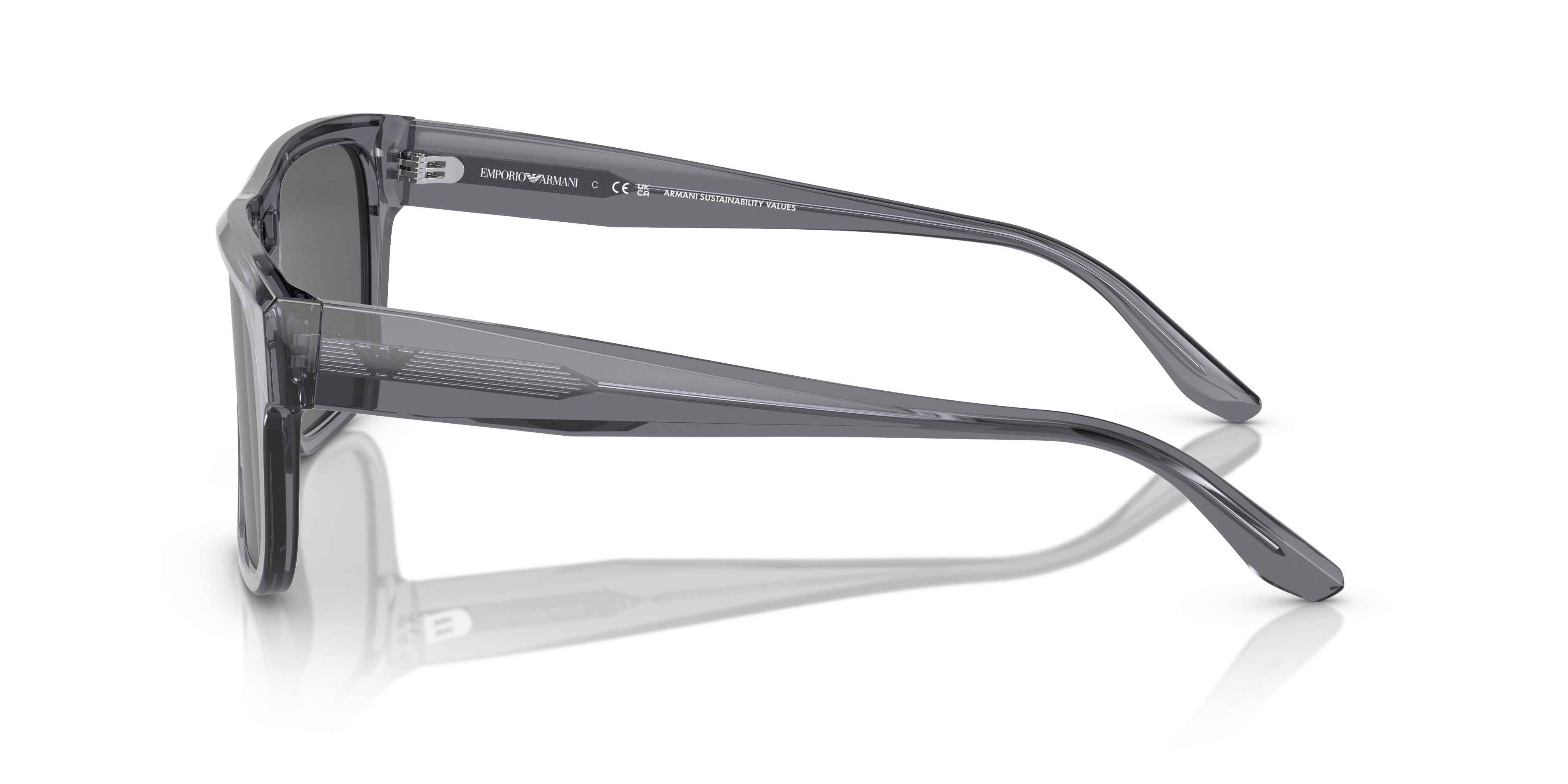Emporio Armani Mens Square Sunglasses In Transparent Gray