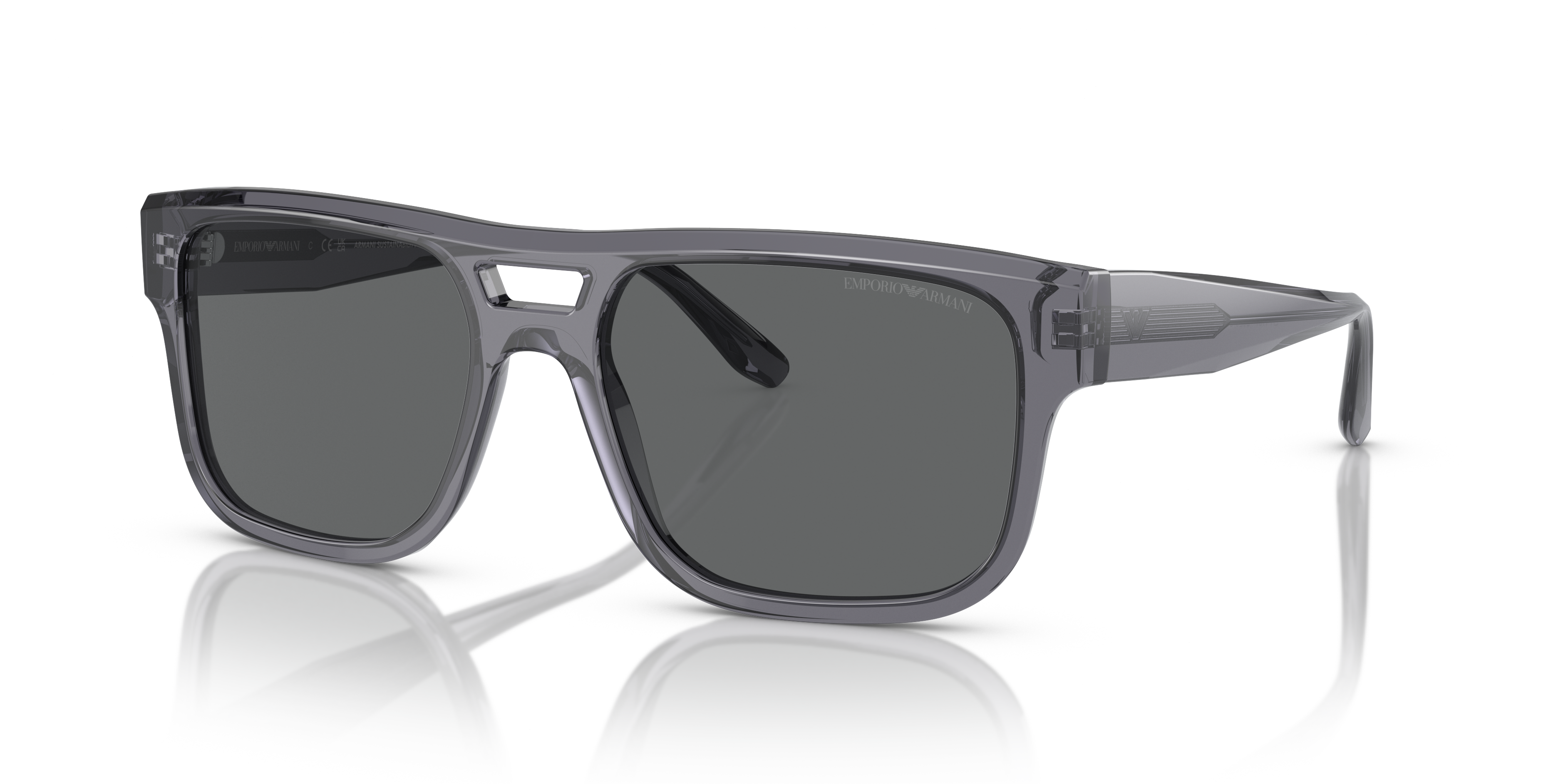 Emporio Armani Mens Square Sunglasses In Transparent Gray