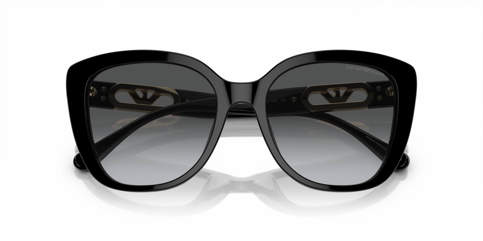 Emporio Armani Womens Butterfly Sunglasses In Shinny Black/Gold