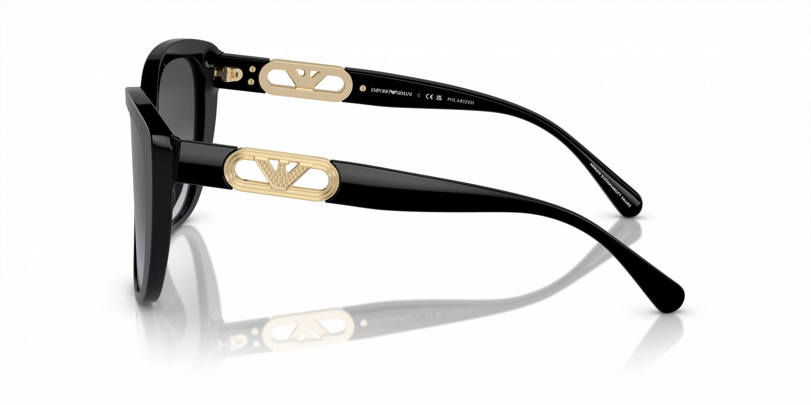 Emporio Armani Womens Butterfly Sunglasses In Shinny Black/Gold