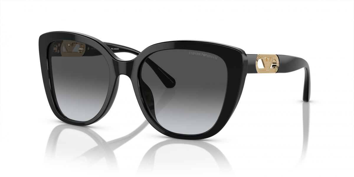 Emporio Armani Womens Butterfly Sunglasses In Shinny Black/Gold